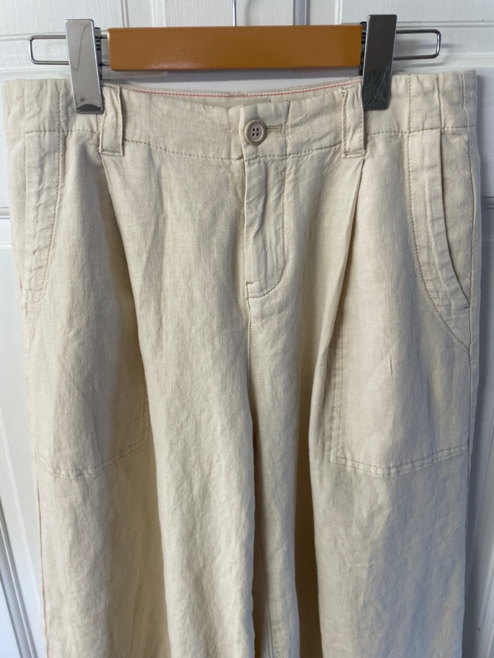 Anthropologie Pilcro Cargo Culottes Linen Blend Cream shorts women’s size 0 - Picture 3 of 15